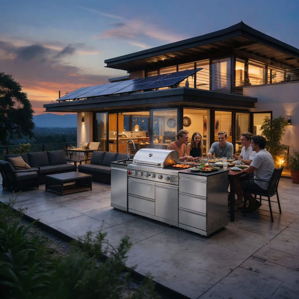 Castelle Flame Deluxe 4-Burner 72000 BTU Stainless Steel Liquid Propane Grill Island (SAK31425) – SAKSBY WHOLESALE, view 3