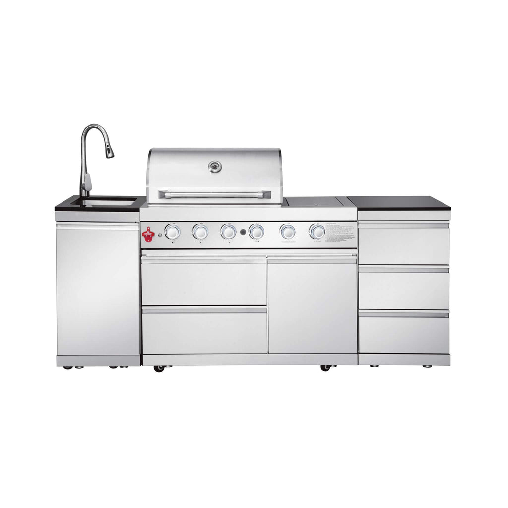 Castelle Flame Deluxe 4-Burner 72000 BTU Stainless Steel Liquid Propane Grill Island (SAK31425) – SAKSBY WHOLESALE