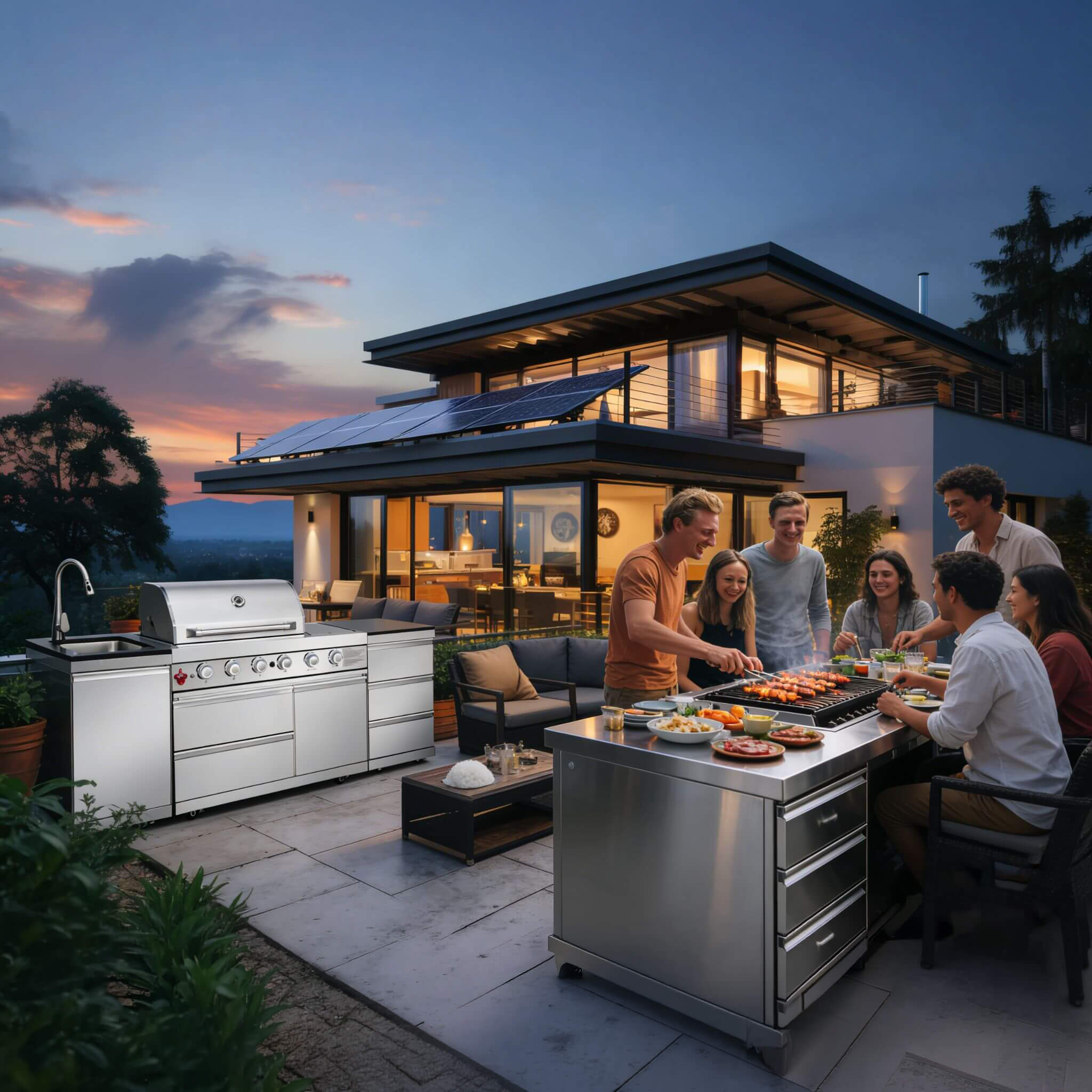 Castelle Flame Deluxe 4-Burner 72000 BTU Stainless Steel Liquid Propane Grill Island (SAK31425) – SAKSBY WHOLESALE, view 7