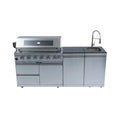 Castelle Flame Valmont 43-Inch 6-Burner 85K BTU Outdoor BBQ Kitchen Grill Island With Granite Countertops, Rotisserie Kit, Ca