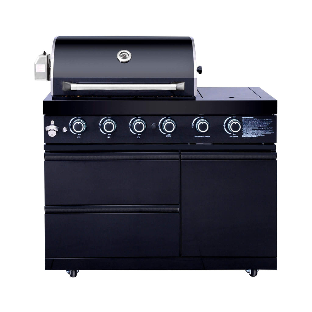 Castelle Flame Monarch 4-Burner 72000 BTU Liquid Propane Grill Island With Fridge And Sink (SAK68127) – SAKSBY WHOLESALE, vie