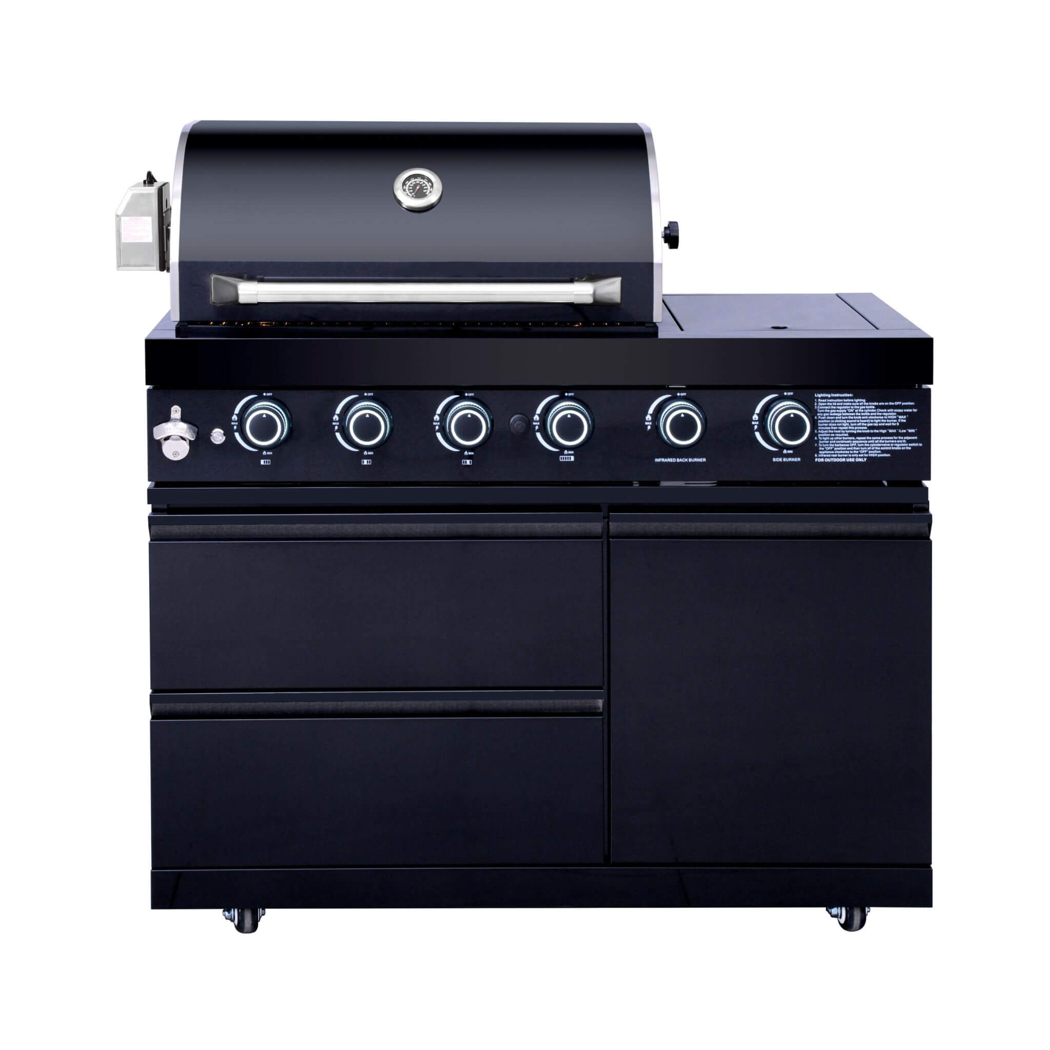 Castelle Flame Monarch 4-Burner 72000 BTU Liquid Propane Grill Island With Fridge And Sink (SAK68127) – SAKSBY WHOLESALE, vie