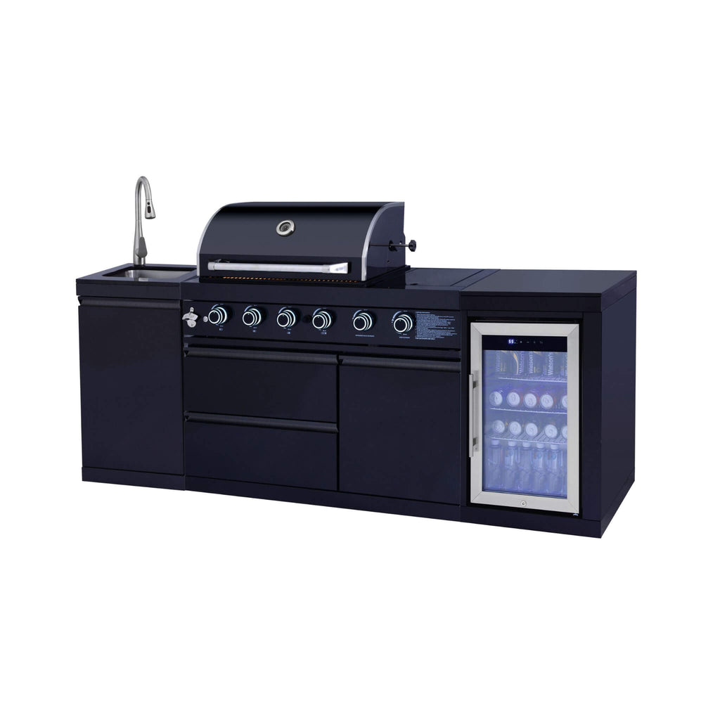 Castelle Flame Monarch 4-Burner 72000 BTU Liquid Propane Grill Island With Fridge And Sink (SAK68127) – SAKSBY WHOLESALE, vie