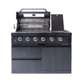 Castelle Flame Ember Premium Black Stainless Steel 4-Burner Liquid Propane Kitchen Grill Island With Rotisserie Kit (SAK48157