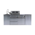 Castelle Flame Aurelia 46-Inch 4-Burner 72K BTU Stainless Steel Outdoor BBQ Kitchen Grill Island With 46-Inch 4-Burner 85K BT