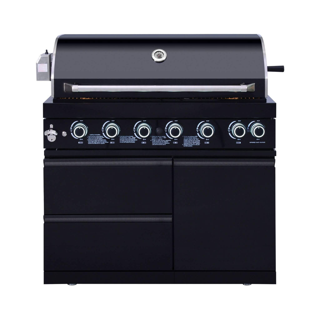 Castelle Flame Summit 6-Burner 85000 BTU Liquid Propane Grill Island With Sink And Fridge (SAK59238) – SAKSBY WHOLESALE, view