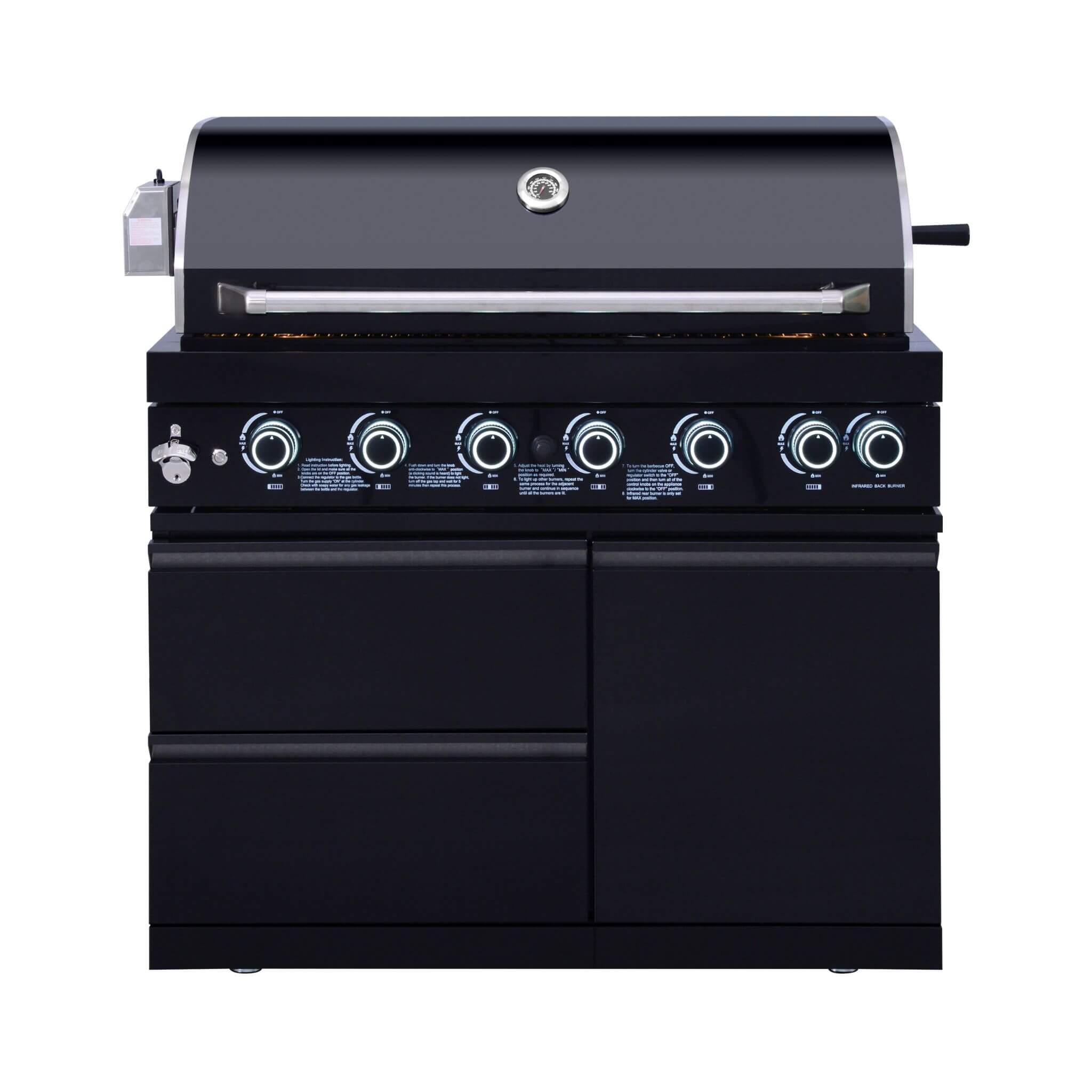 Castelle Flame Summit 6-Burner 85000 BTU Liquid Propane Grill Island With Sink And Fridge (SAK59238) – SAKSBY WHOLESALE, view