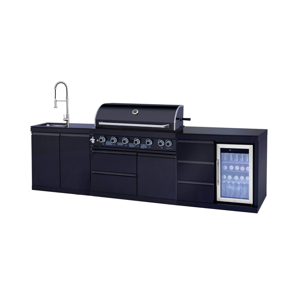 Castelle Flame Summit 6-Burner 85000 BTU Liquid Propane Grill Island With Sink And Fridge (SAK59238) – SAKSBY WHOLESALE, view