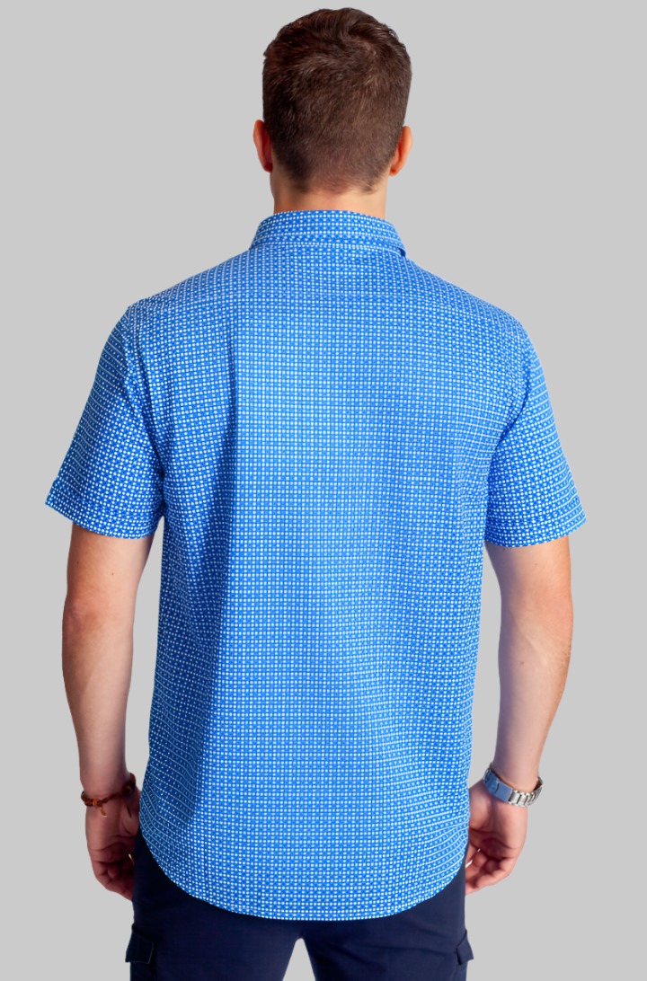 Buki Bastille Check Short Sleeve Tech Shirt — back view