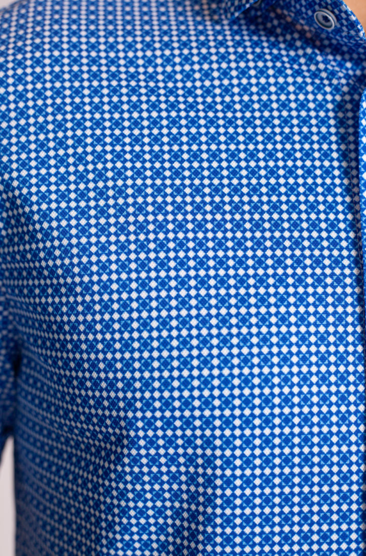 Buki Bastille Check Short Sleeve Tech Shirt — detail close-up
