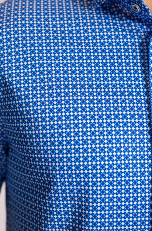 Buki Bastille Check Short Sleeve Tech Shirt — detail close-up