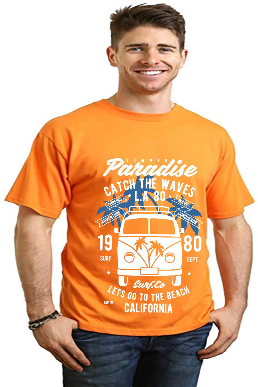 Spun Bamboo Catch The Waves Men's Bamboo Viscose/Organic Cotton Short Sleeve Graphic T-Shirt — color detail