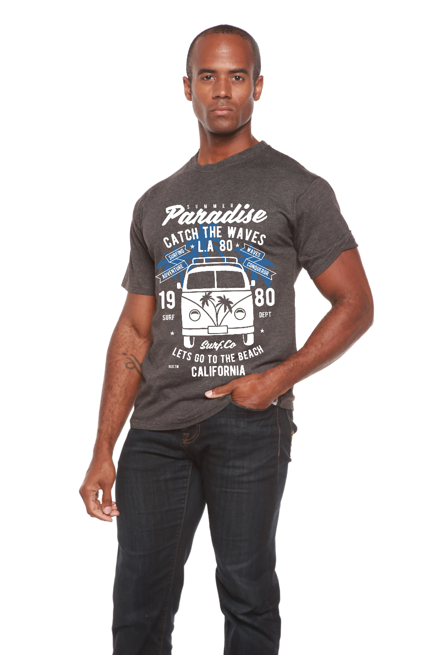 Spun Bamboo Catch The Waves Men's Bamboo Viscose/Organic Cotton Short Sleeve Graphic T-Shirt — alternative angle