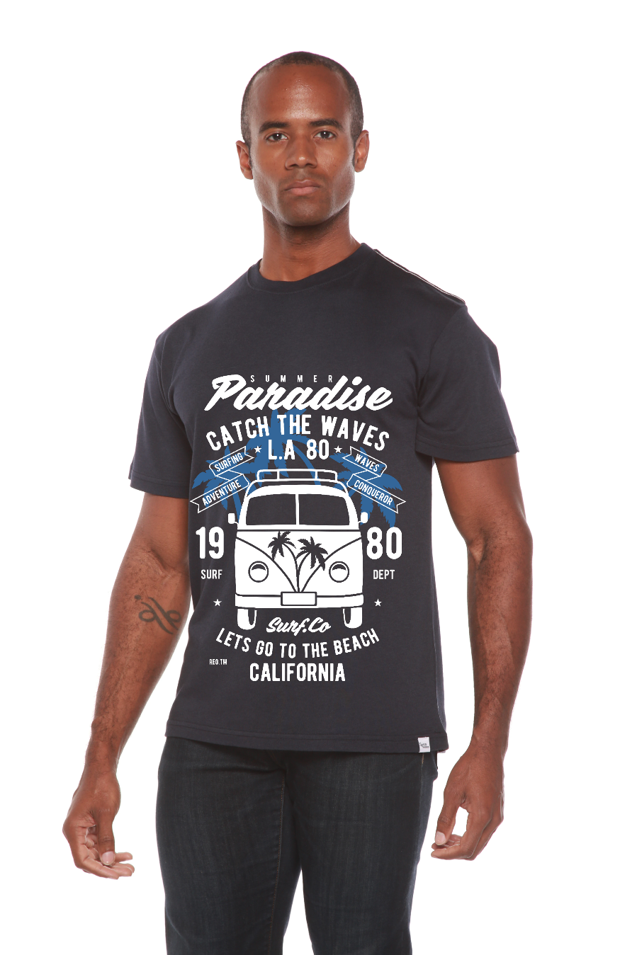 Spun Bamboo Catch The Waves Men's Bamboo Viscose/Organic Cotton Short Sleeve Graphic T-Shirt — lifestyle context