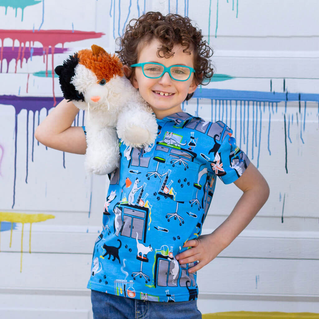 Princess Awesome & Boy Wonder "CATalyst" Lab Disasters Short Sleeve Polo Shirt — main product shot