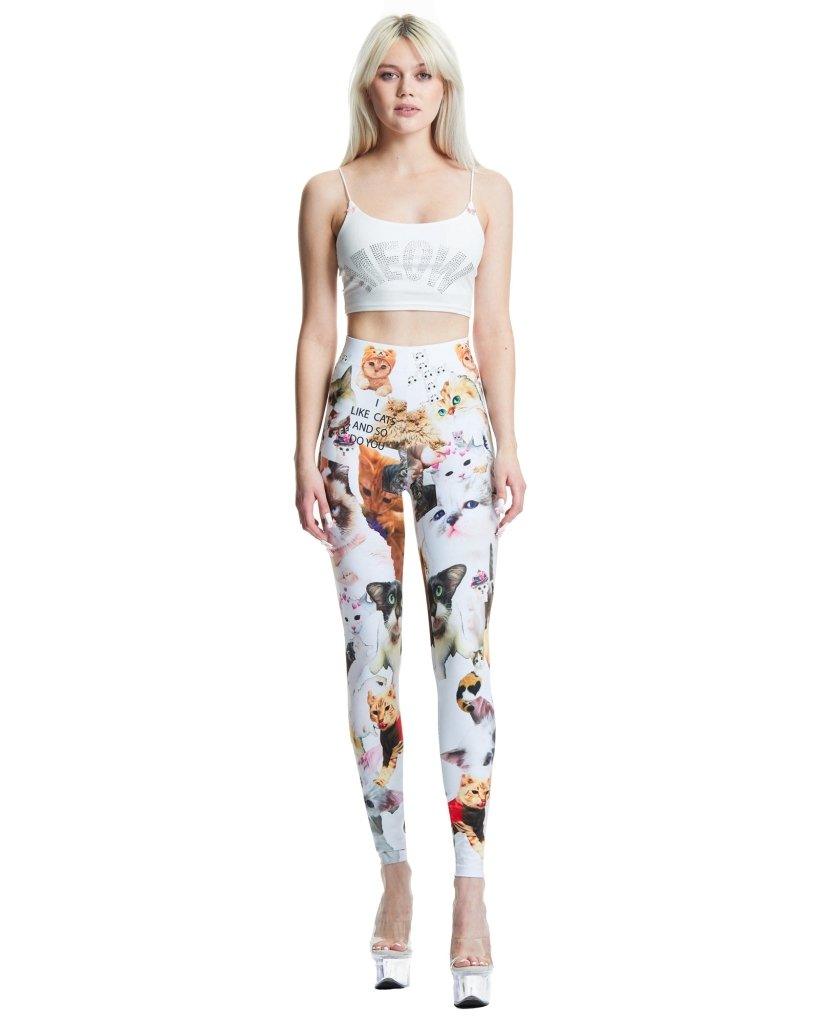 Cats n Scribbles I Like Cats and So Do You Leggings — back view