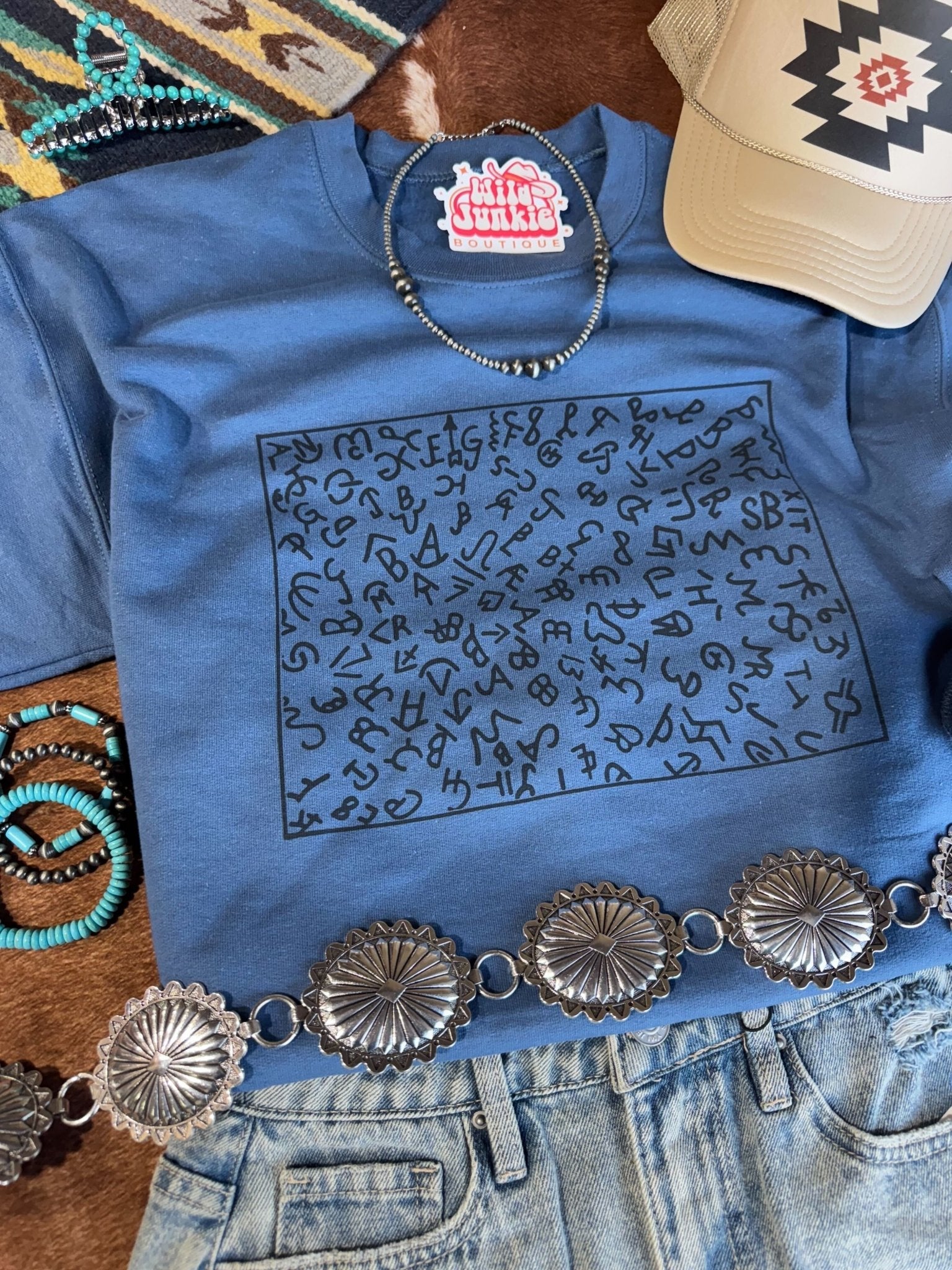 Wild Junkie Cattle Brands Graphic Sweatshirt — construction detail