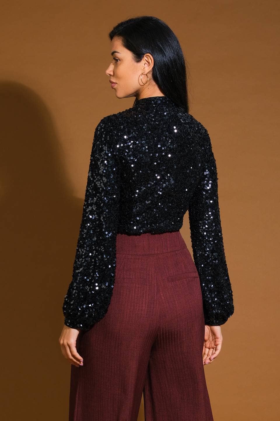 KADOU BOUTIQUE Black Sequin Top — lifestyle context