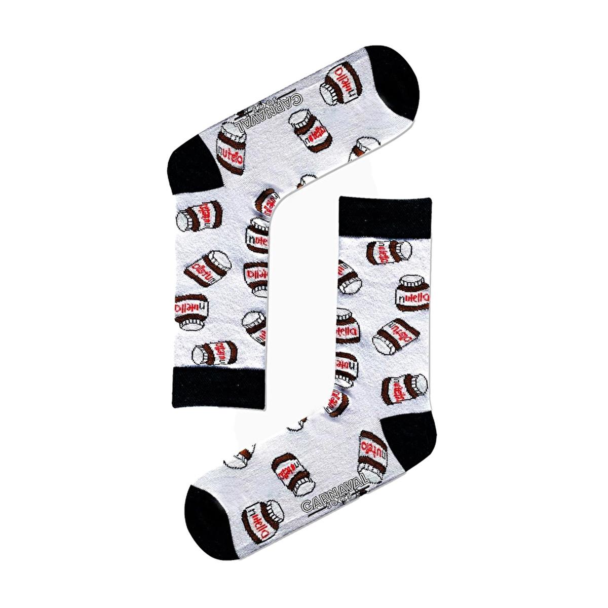 Carnaval Nutella White Cotton Socks for Comfort - Novelty Socks for Men and Women
