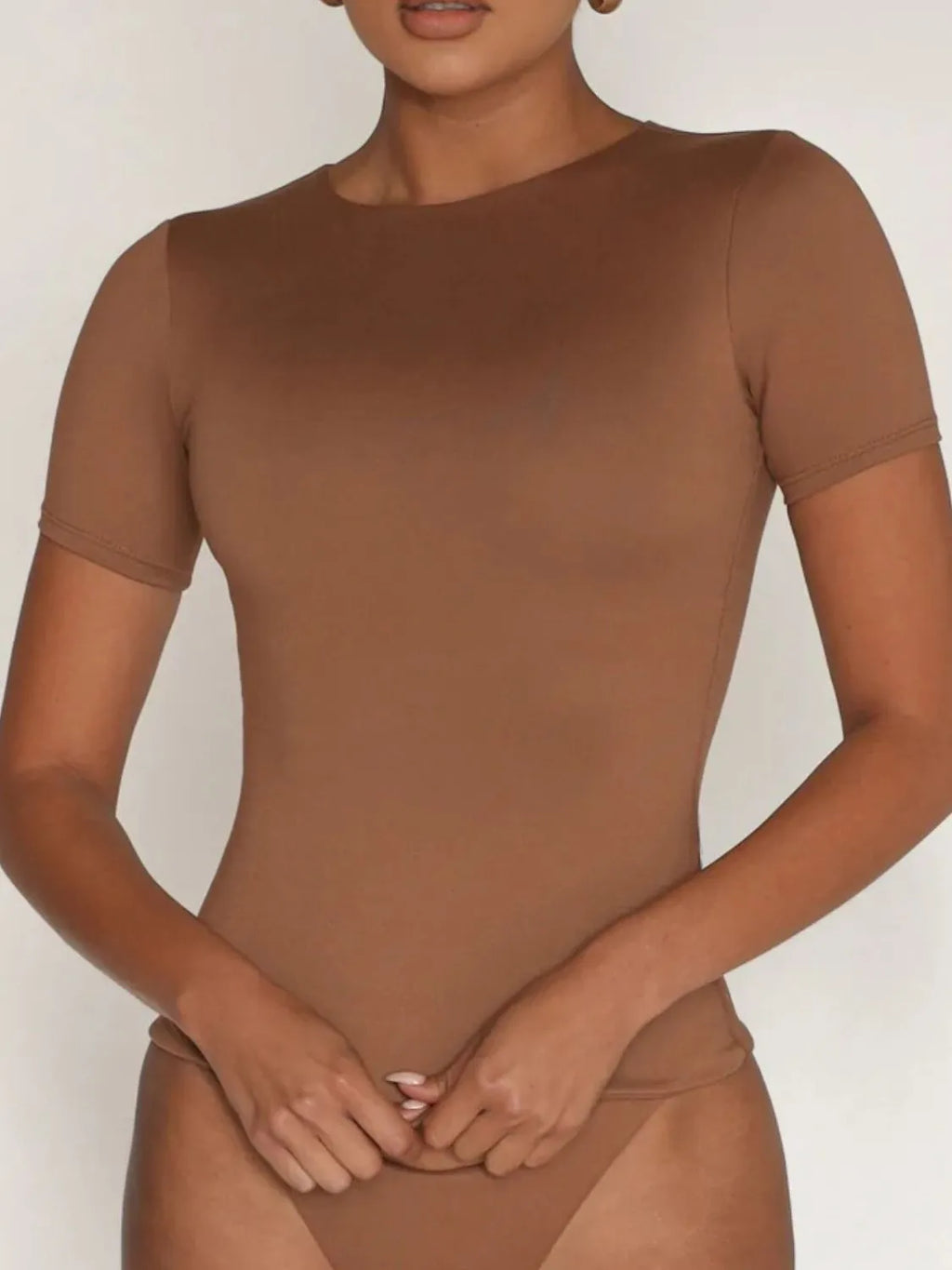 Round Neck Short Sleeve Swim Top