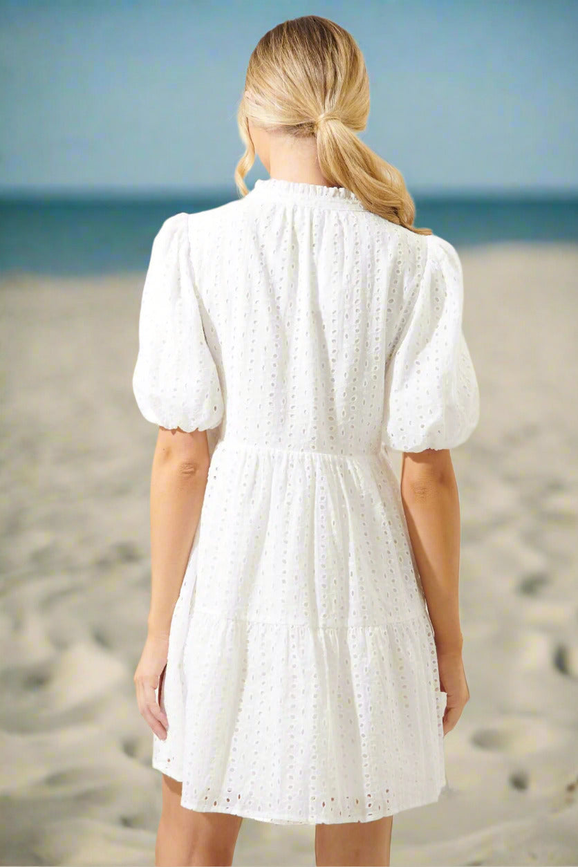 KADOU BOUTIQUE Jacey Babydoll Eyelet Mini Dress — side view