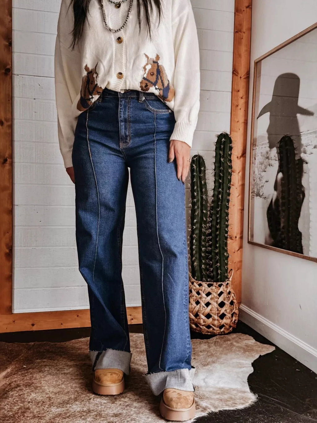 High-Waisted Wide Leg Jeans