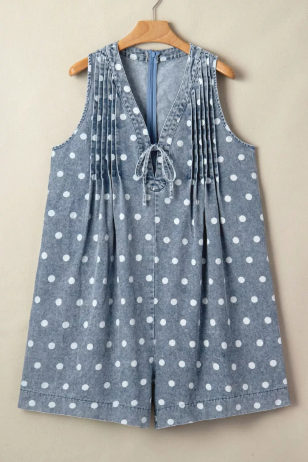 Vintage Polka Dot Denim Romper
