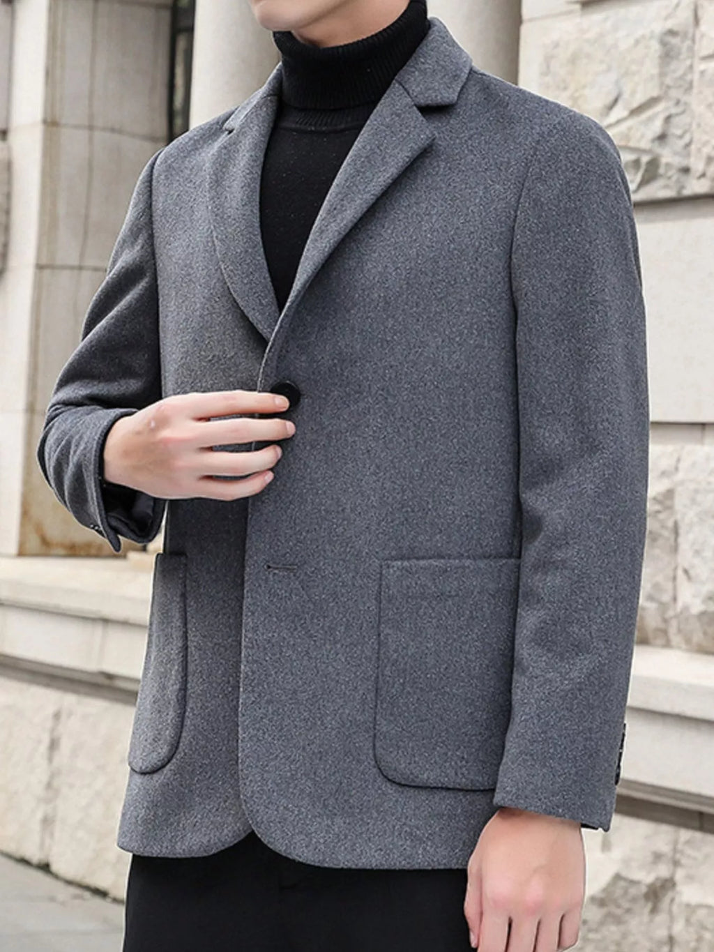 Men's Plus Size Lapel Collar Long Sleeve Blazer