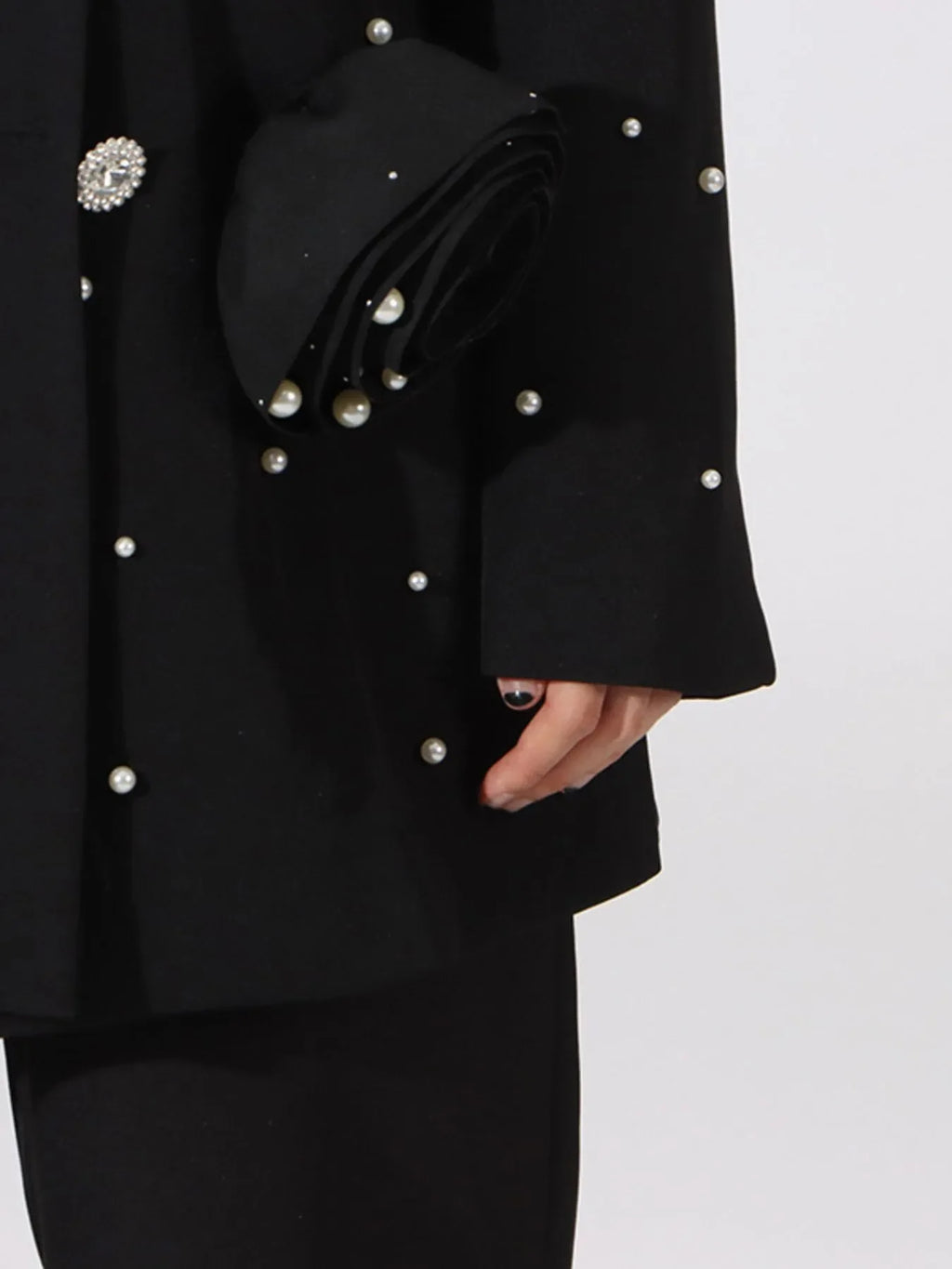 Pearl Embellished Double-Breasted Blazer