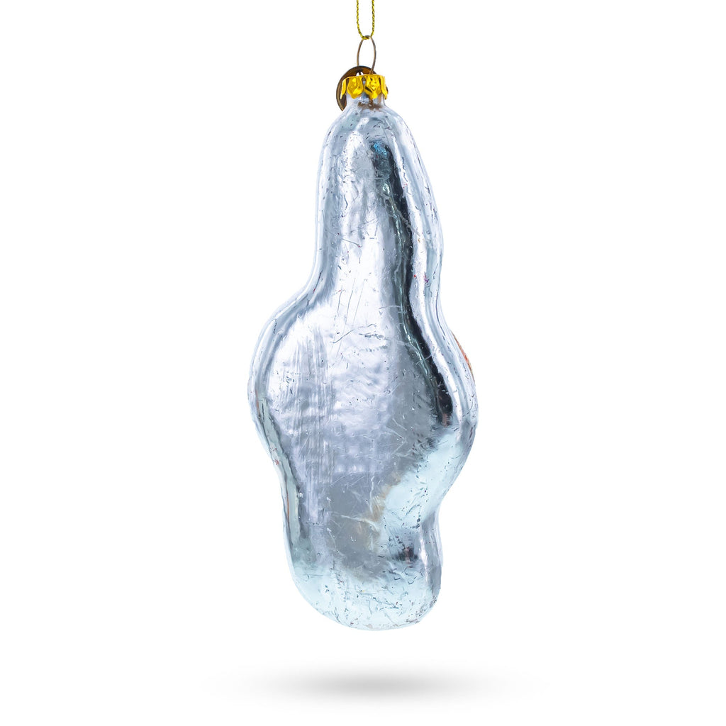 Musical Note with Poinsettia Glass Christmas Ornament