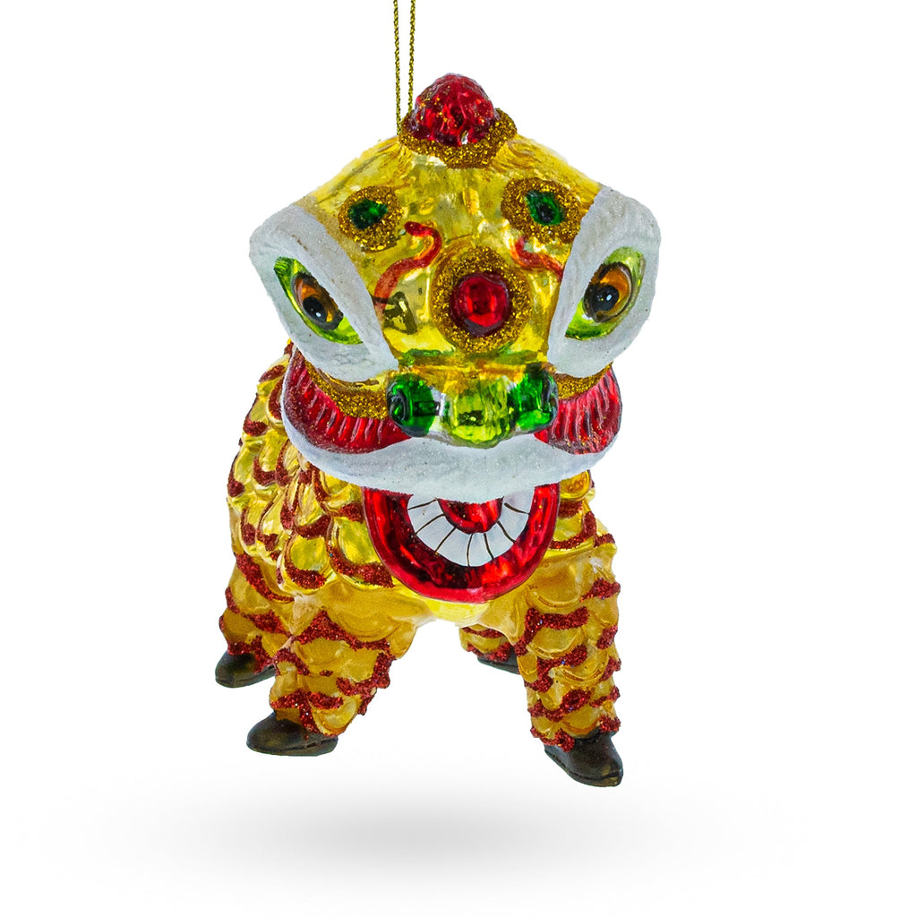 Yellow Dragon Glass Christmas Ornament