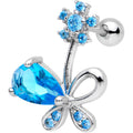 BodyCandy Blue CZ Gem Glamour Bow Left Cartilage Tragus Earring — main product shot