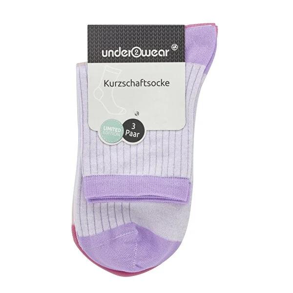 Organic Cotton Striped Socks for Comfortable Casual Wear - 3 Pairs, Sizes 35-38