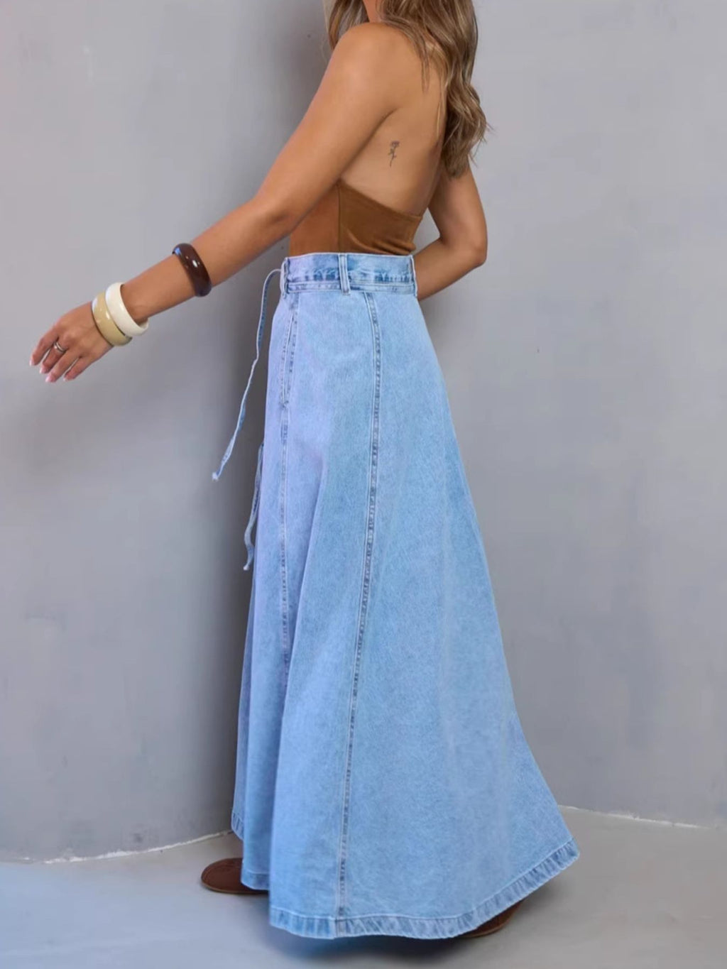 High-Waisted Denim Skirt