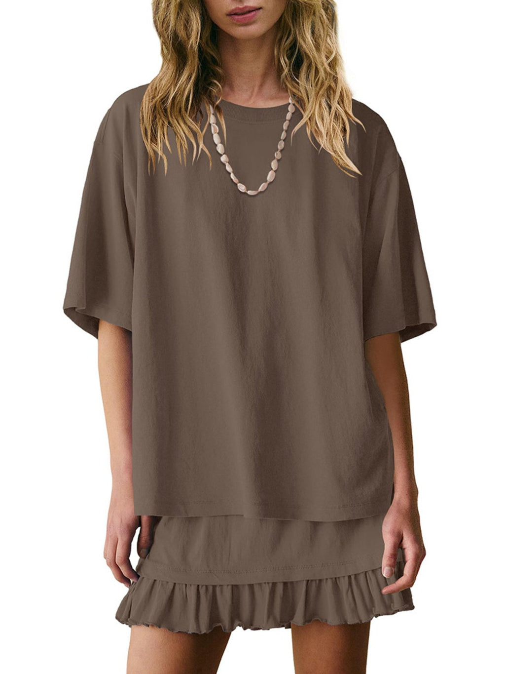Round Neck Half Sleeve Tee and Skirt Set