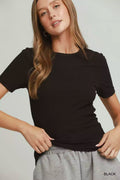 Umgee Brushed Rib Short Sleeve Top
