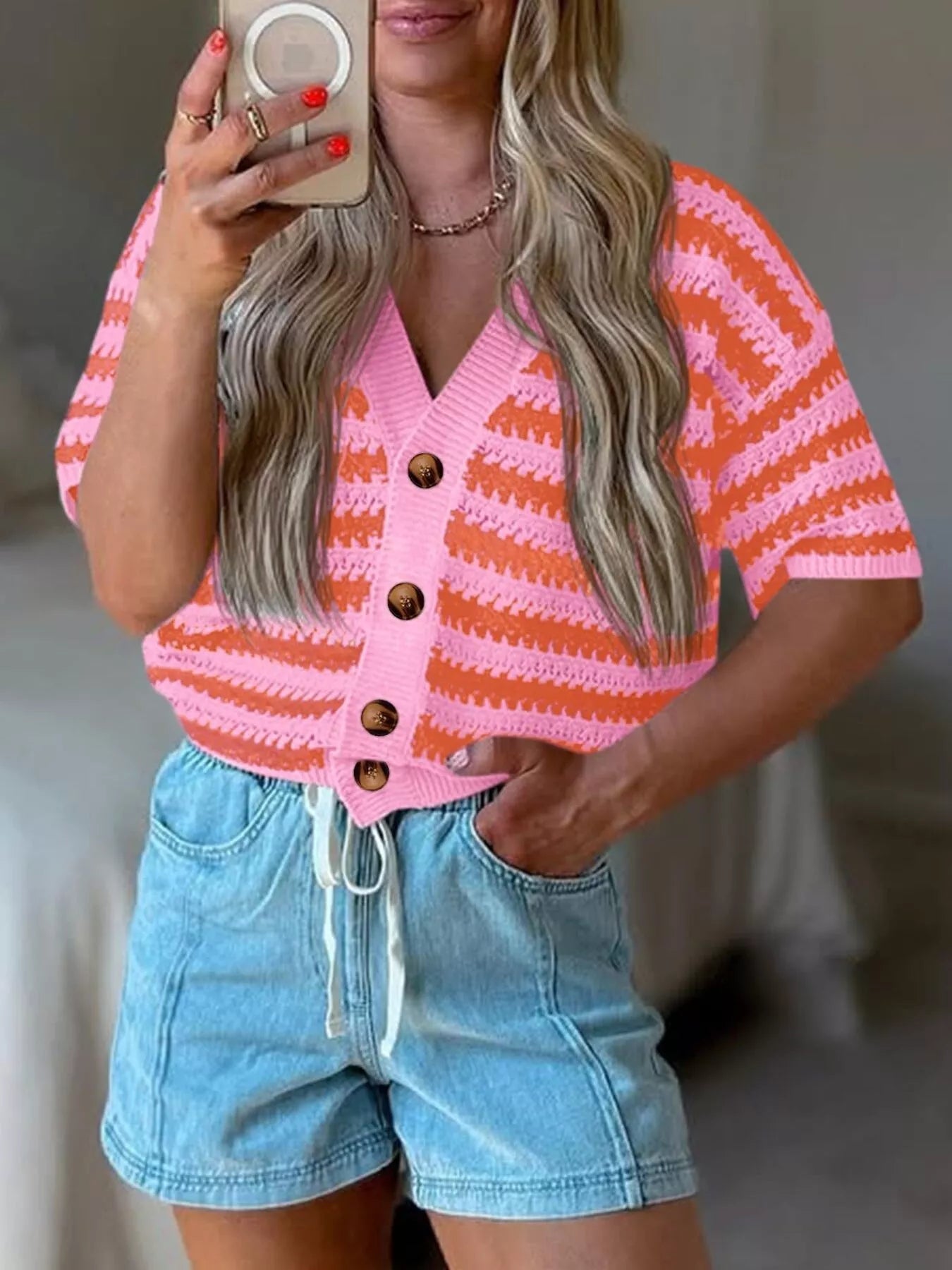 Striped Button Up Cardigan