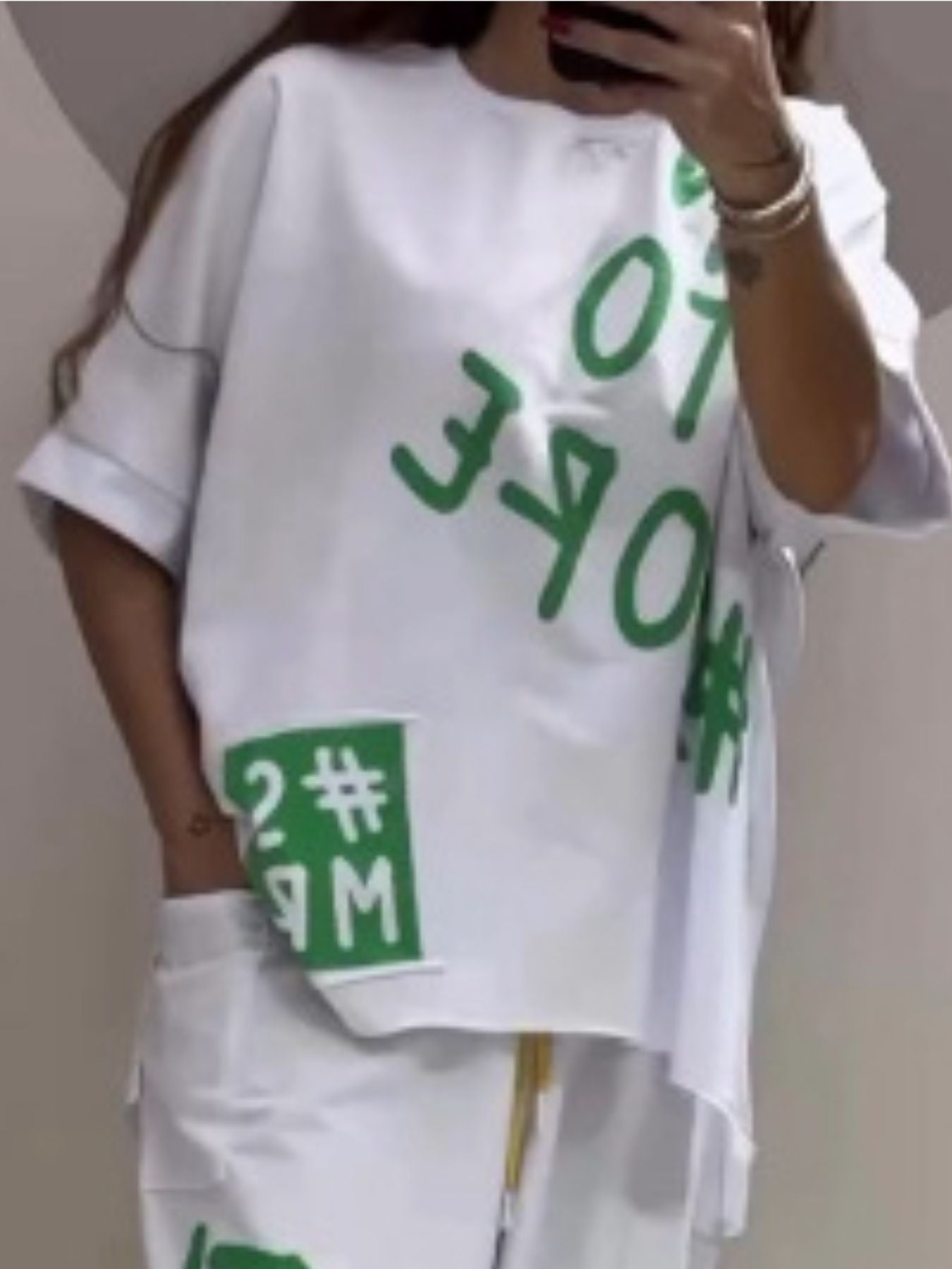 Full Size Letter Round Neck Tee and Drawstring Pants Set Plus Size