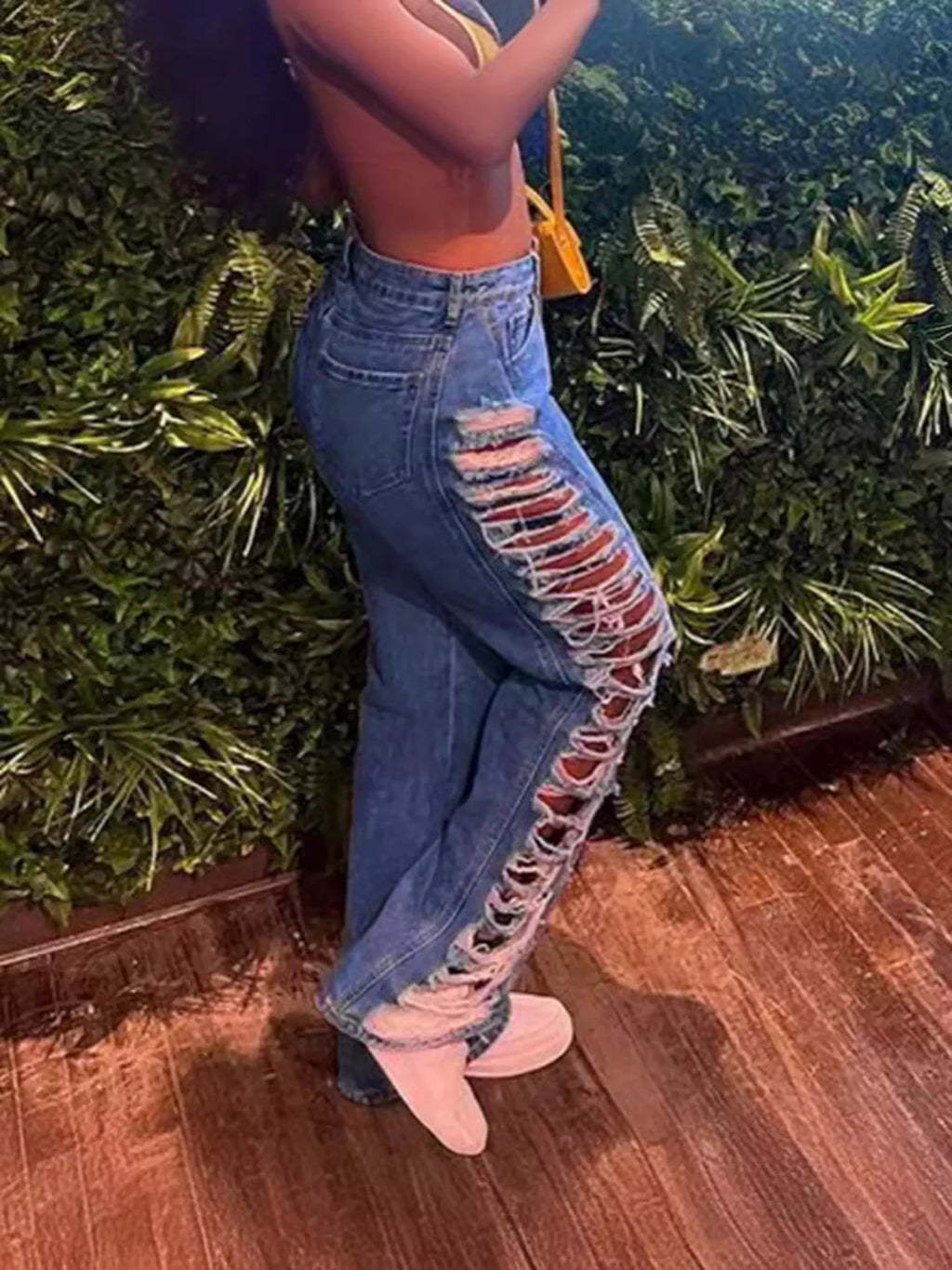 Side Distressed Jeans