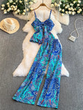 Printed Cami and Wide Leg Pants Set