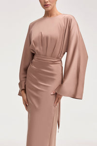 Cedra Satin Wrap Maxi Dress - Caffe Clothing Veiled 