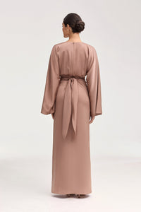 Cedra Satin Wrap Maxi Dress - Caffe Clothing Veiled 