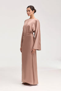 Cedra Satin Wrap Maxi Dress - Caffe Clothing Veiled 