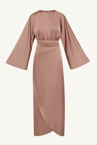 Cedra Satin Wrap Maxi Dress - Caffe Clothing Veiled 