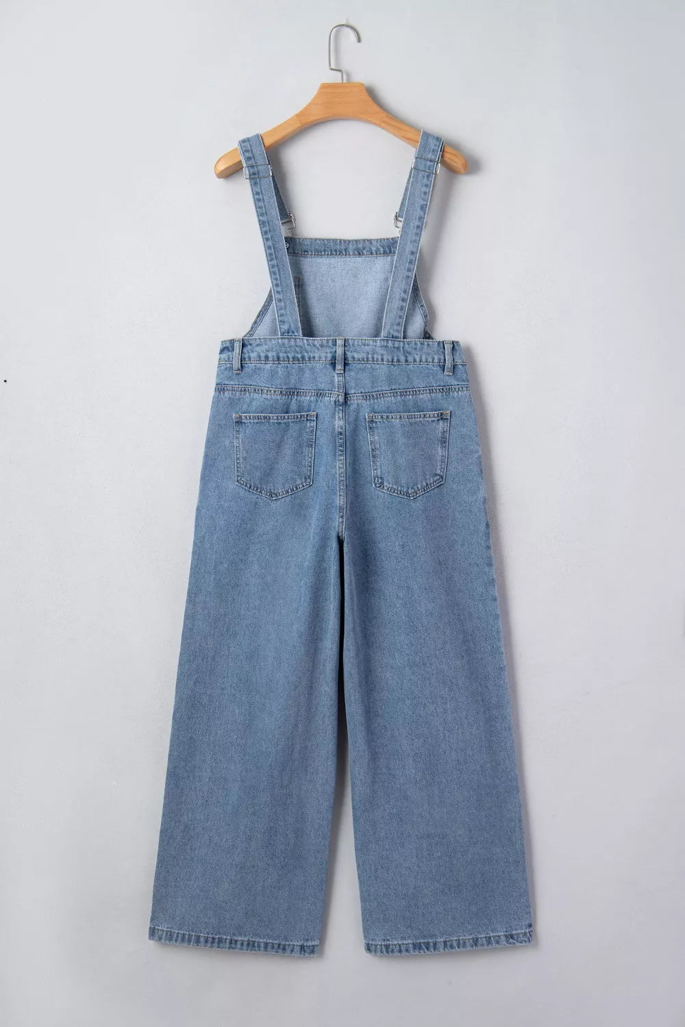 Pleated Wide Leg Retro Pocketed Denim Jumpsuit
