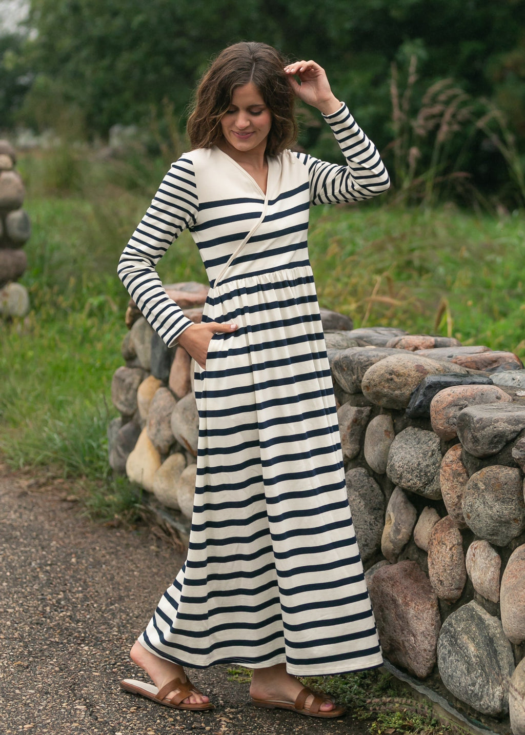 Inherit Co. Celeste Striped Knit Maxi Dress — fabric or material detail