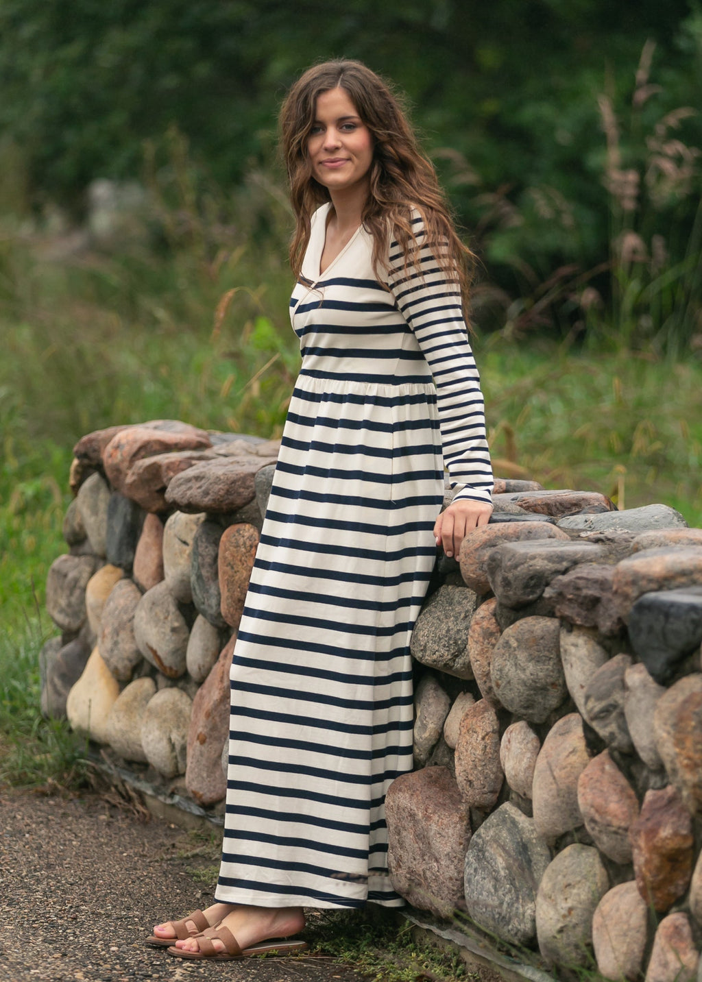 Inherit Co. Celeste Striped Knit Maxi Dress — lifestyle context