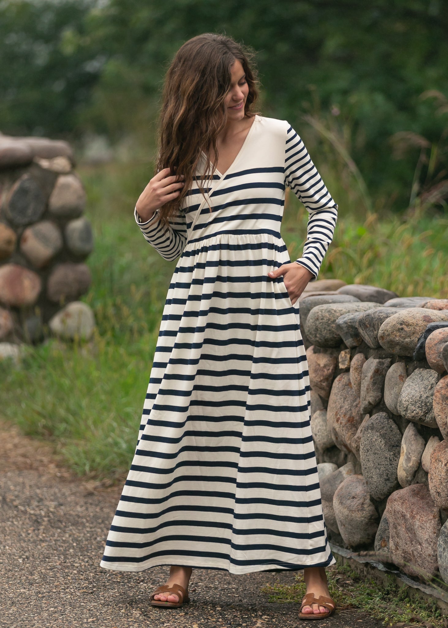 Inherit Co. Celeste Striped Knit Maxi Dress — side view
