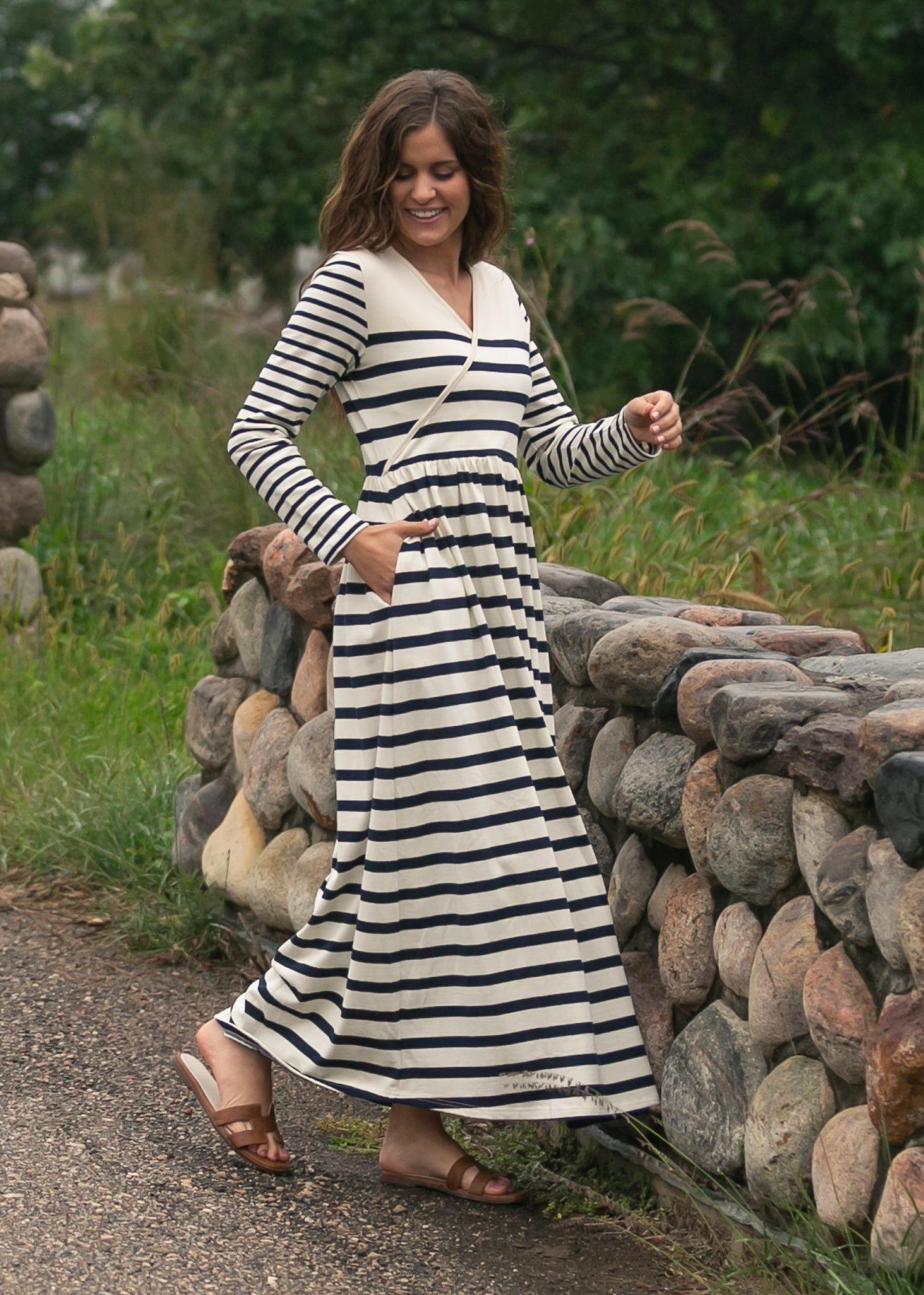 Inherit Co. Celeste Striped Knit Maxi Dress — back view