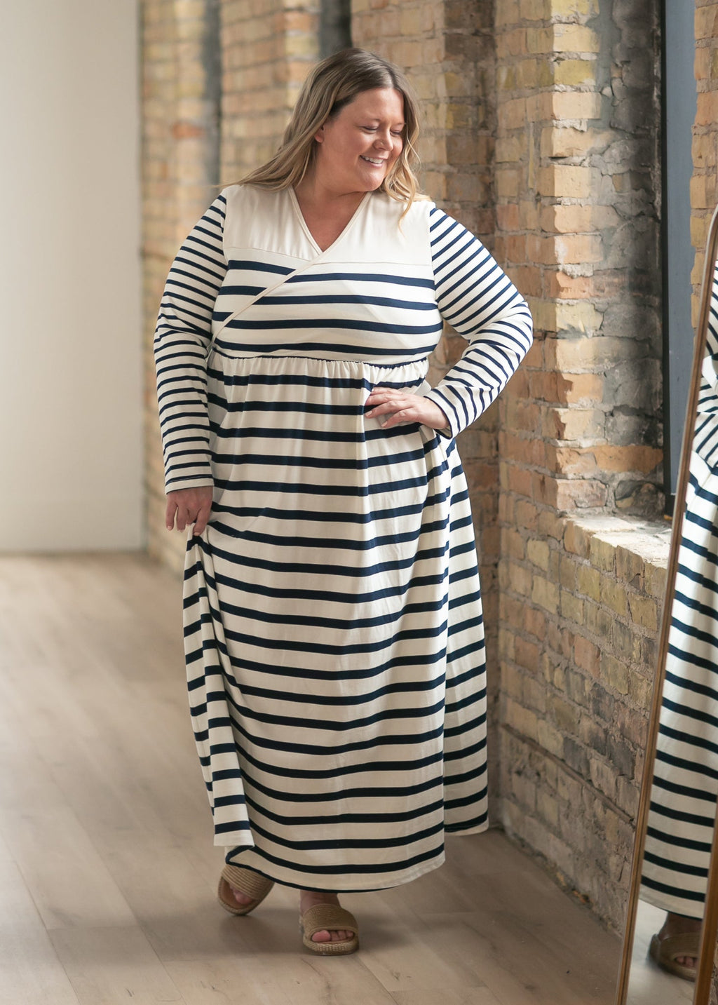 Inherit Co. Celeste Striped Knit Maxi Dress — detail close-up